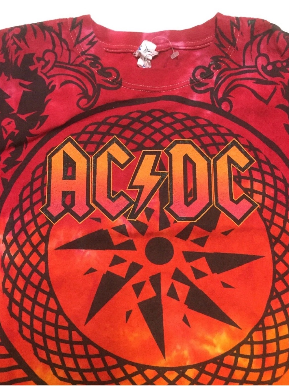 ACDC Black Ice T-Shirt World Tour 2009 Tie-Dye Size Medium AOP Rock Tee - Picture 5 of 12